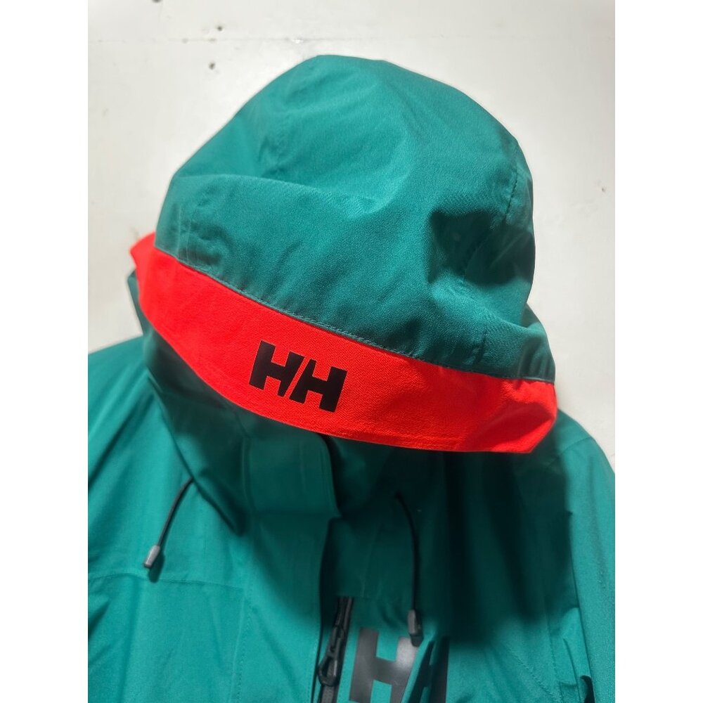 Helly Hansen Powshot Ski Long Jacket Coat Women Medium Green Hooded Snowboarding - Picture 12 of 16